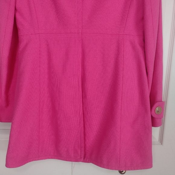 Banana Republic Hot Pink Woven Textured Cotton Double Breasted Pea Coat Medium - Picture 10 of 16